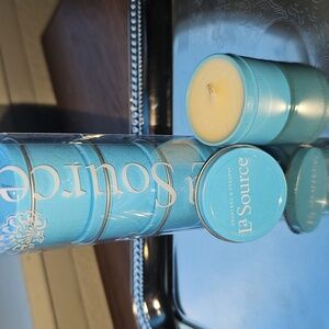 New Vintage Crabtree & Evelyn La Source Blue Travel Candle Set 5 Scented Candles